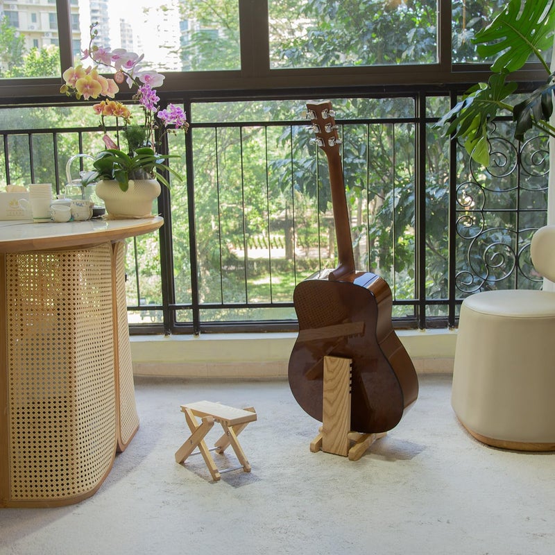 Spike Multifunctional Guitar Stand & Footstool, Wooden, For Acoustic Guitar, Foldable, Modern Design - Image 5